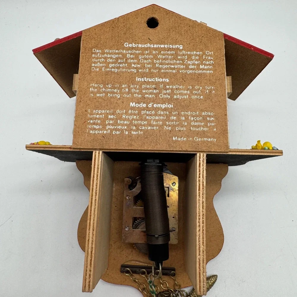 Vintage German Black Forest Chalet Weather House Clock Untested As Is W/ Key